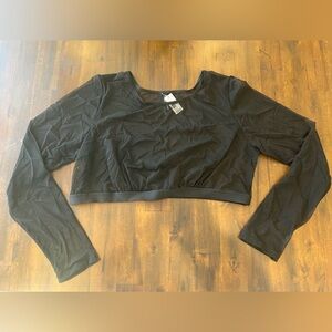 Sheer Mesh Cropped Layering Tee